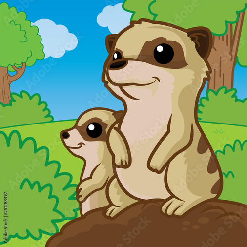 meerkat cute animal cartoon, animal cartoon