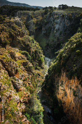 View of narrow valley over Aradena George in Aradena, Crete