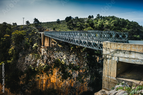 Famous truss bridge over Aradena Gorge in Crete, Greece photo