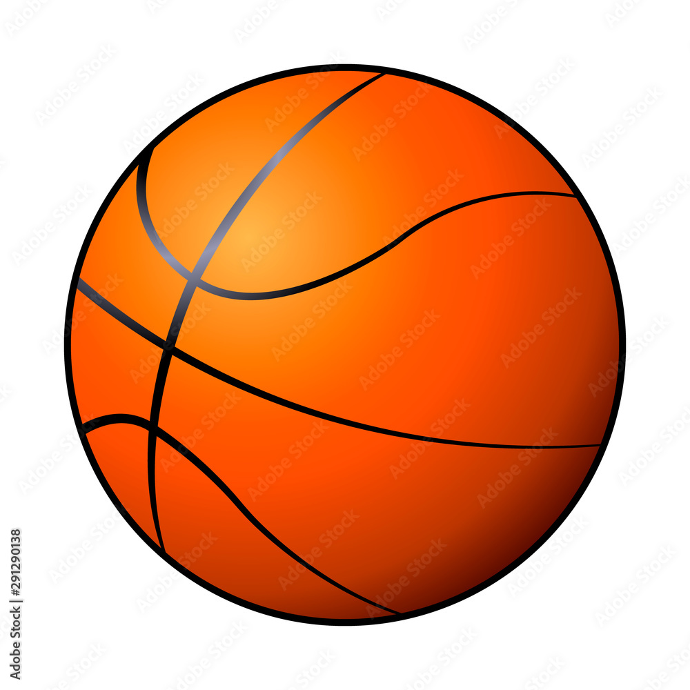 Fototapeta premium Basketball ball realistic orange simple flat vector icon illustration isolated eps10