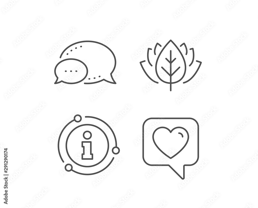 Heart line icon. Chat bubble, info sign elements. Favorite like sign. Positive feedback symbol. Linear heart outline icon. Information bubble. Vector