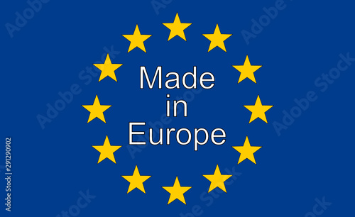 Made in Europe on a european flag  - illustration