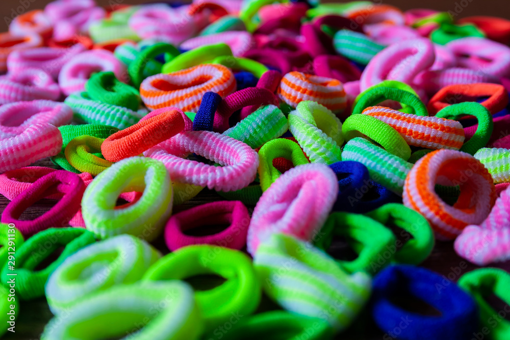 bright multi-colored elastic hair bands
