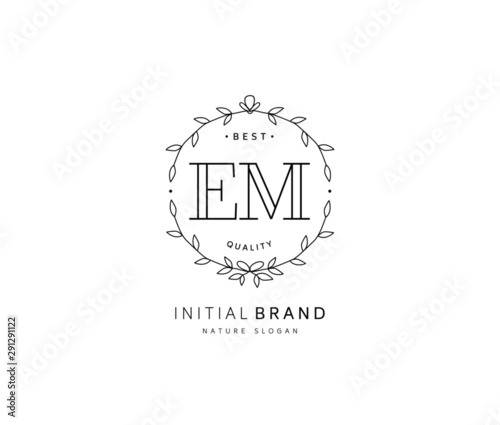 E M EM Beauty vector initial logo, handwriting logo of initial signature, wedding, fashion, jewerly, boutique, floral and botanical with creative template for any company or business.