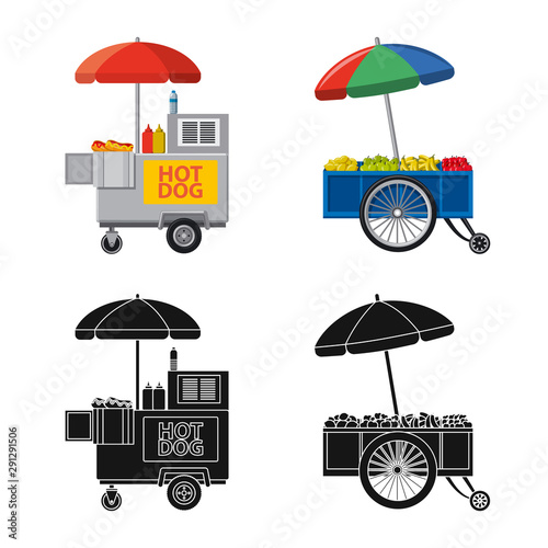 Vector illustration of market and exterior logo. Collection of market and food stock symbol for web.