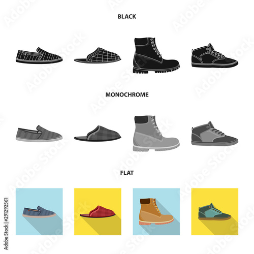 Vector illustration of shoe and footwear logo. Set of shoe and foot vector icon for stock.