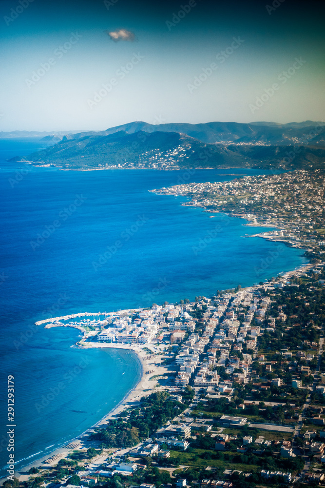 Greek Island with coastal town