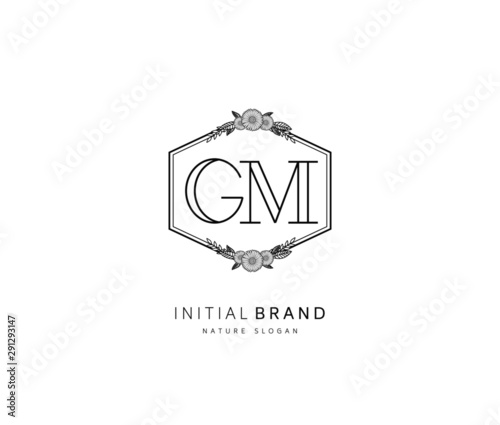 G M GM Beauty vector initial logo, handwriting logo of initial signature, wedding, fashion, jewerly, boutique, floral and botanical with creative template for any company or business.