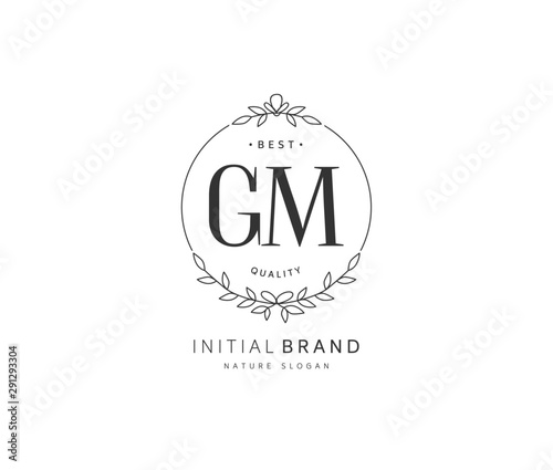 G M GM Beauty vector initial logo, handwriting logo of initial signature, wedding, fashion, jewerly, boutique, floral and botanical with creative template for any company or business.