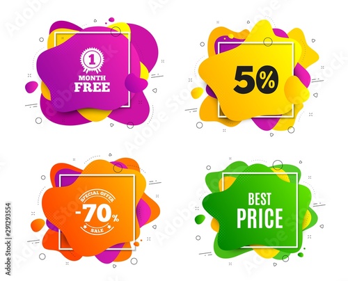 Best Price. Liquid shape, various colors. Special offer Sale sign. Advertising Discounts symbol. Geometric vector banner, square frames. Best price text. Gradient shape badge. Vector