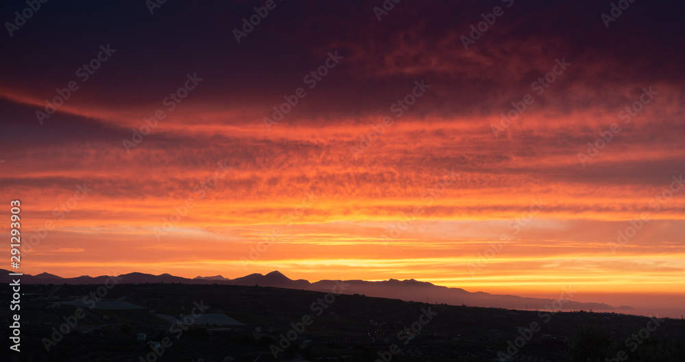 Dramatic sky during sunset, Crete, Greece