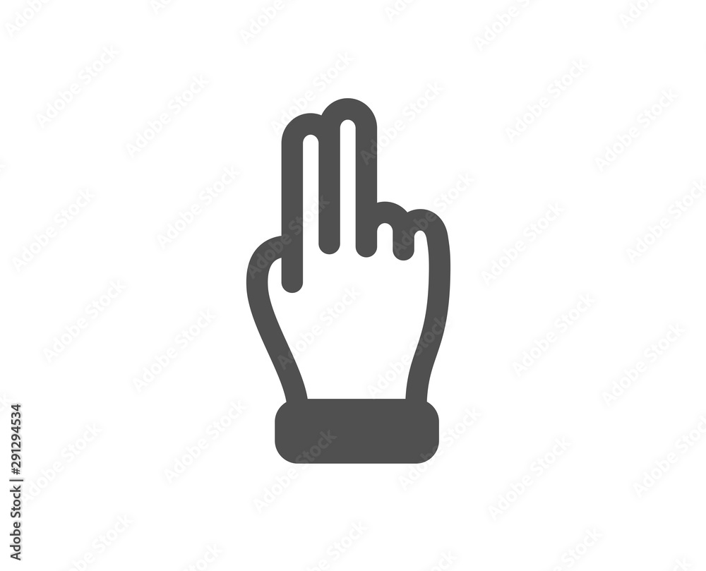 Two fingers palm sign. Click hand icon. Gesture symbol. Classic flat style. Simple click hand icon. Vector Two fingers palm sign. Click hand icon. Gesture symbol. Classic flat style. Simple click hand icon. Vector