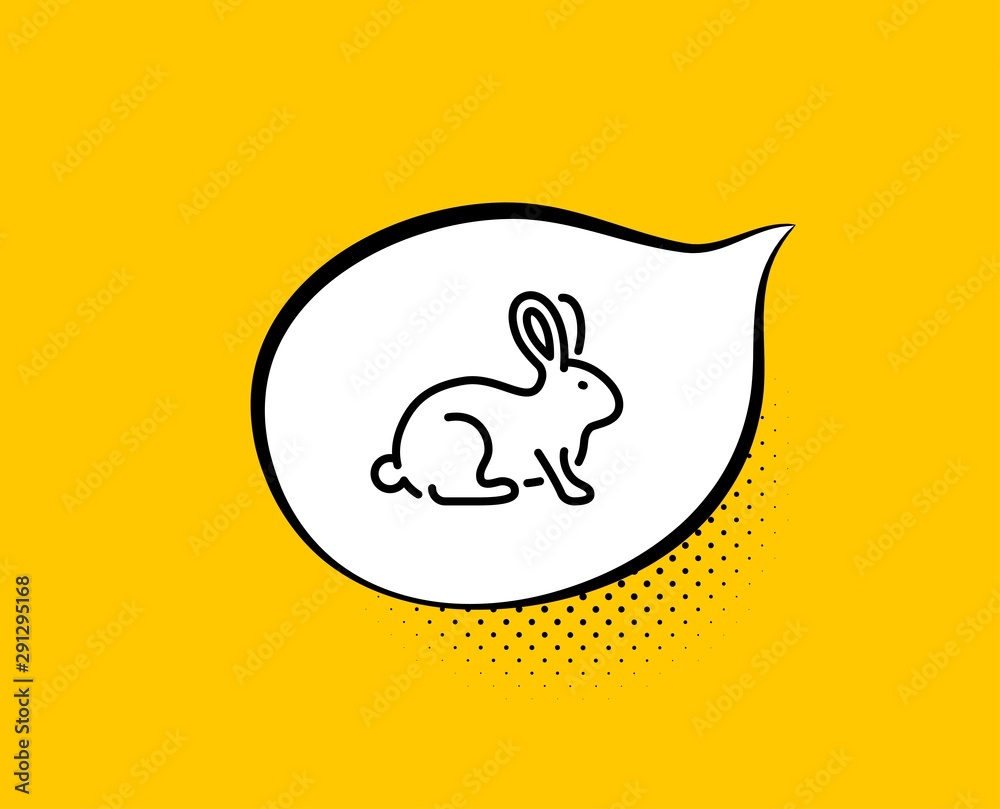 Animal tested line icon. Comic speech bubble. Bio cosmetics sign. Fair trade symbol. Yellow background with chat bubble. Animal tested icon. Colorful banner. Vector Animal tested line icon. Comic speech bubble. Bio cosmetics sign. Fair trade symbol. Yellow background with chat bubble. Animal tested icon. Colorful banner. Vector