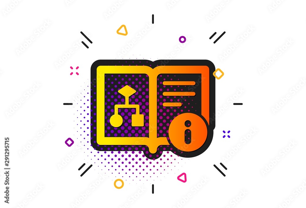 Project documentation sign. Halftone circles pattern. Technical algorithm icon. Classic flat technical algorithm icon. Vector Project documentation sign. Halftone circles pattern. Technical algorithm icon. Classic flat technical algorithm icon. Vector