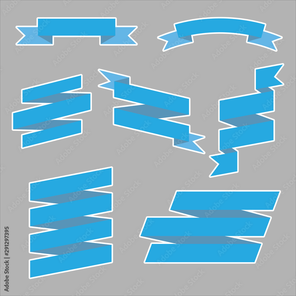 Fototapeta premium set of blue ribbon banner icon