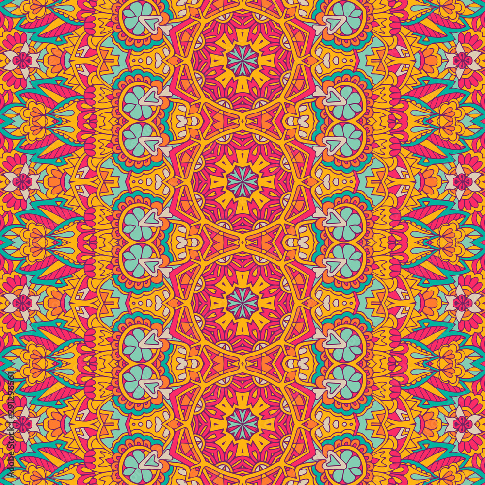 Abstract festive colorful floral vector ethnic pattern for fabric