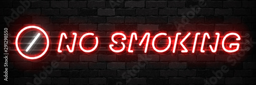 Vector realistic isolated neon sign of No Smoking frame logo for template decoration and covering on the wall background.