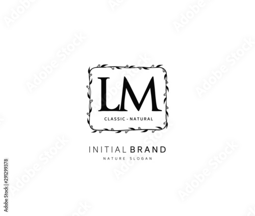 L M LM Beauty vector initial logo, handwriting logo of initial signature, wedding, fashion, jewerly, boutique, floral and botanical with creative template for any company or business.