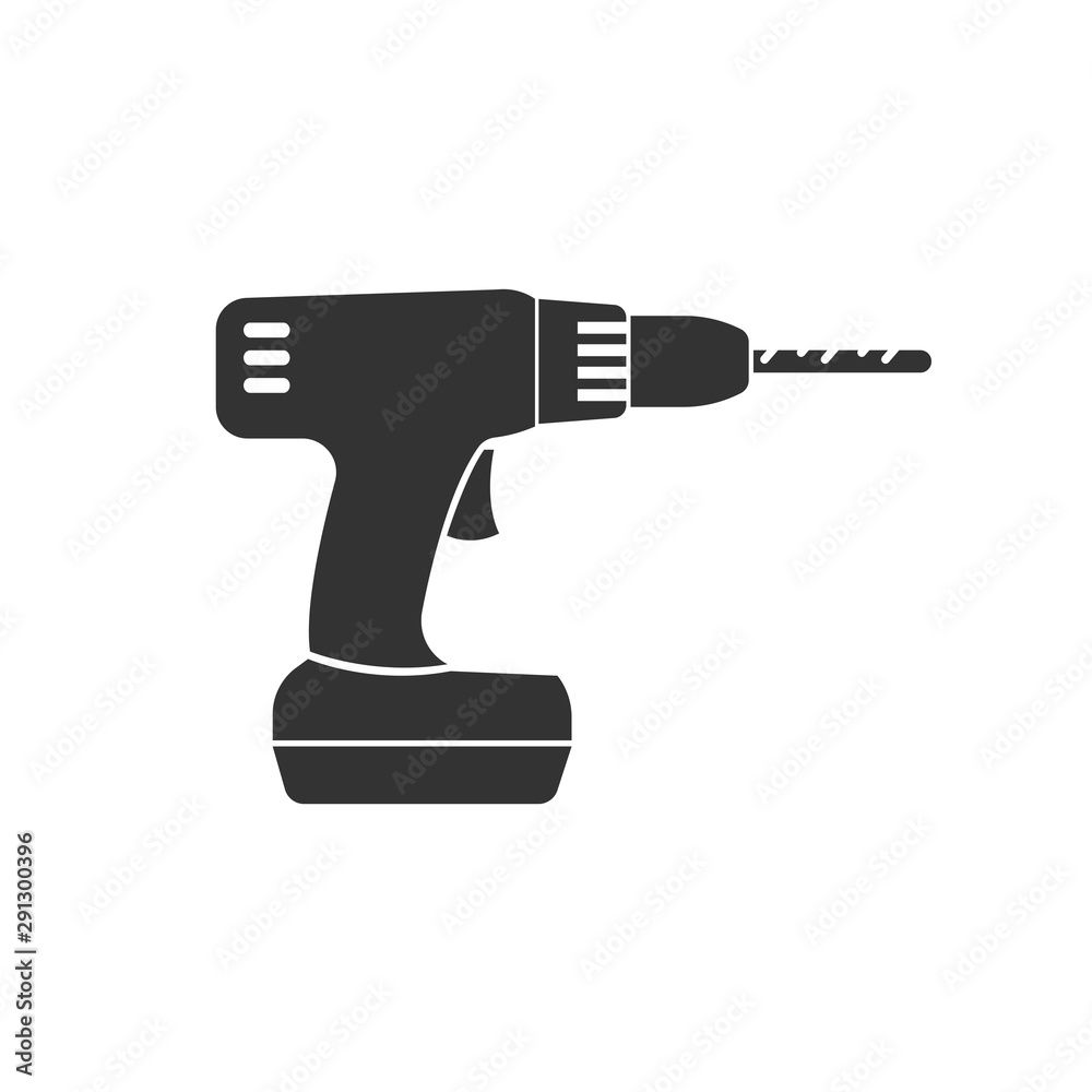 Drill icon black flat style design. Vector graphic illustration. Drill icon black flat style design. Vector graphic illustration.