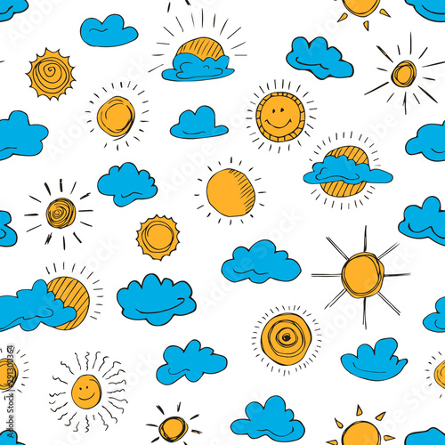 Seamless pattern of vector weather symbols