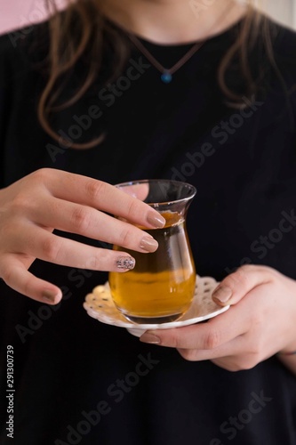 .healthy lifestyle, lady drinking herbal tea and coffee