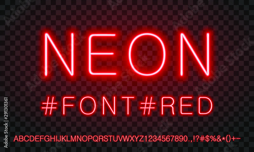 red neon font set