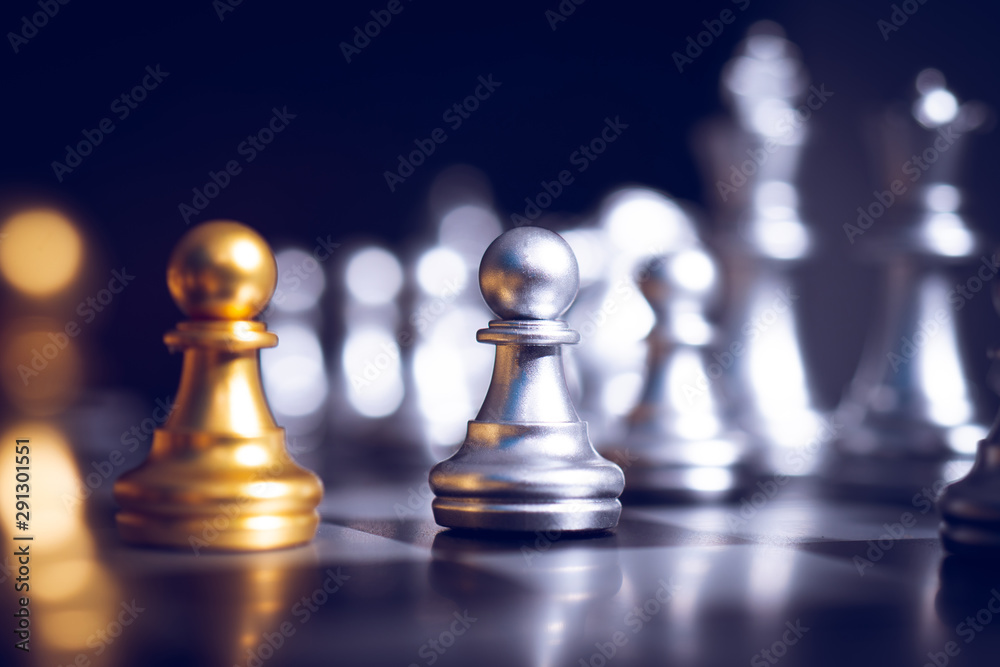 Chess bord game of business planning and potential challenge concept Chess bord game of business planning and potential challenge concept