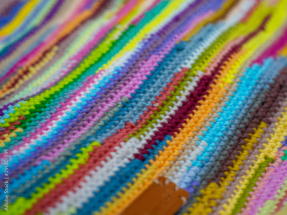 Bright colors from crochet ed close-up