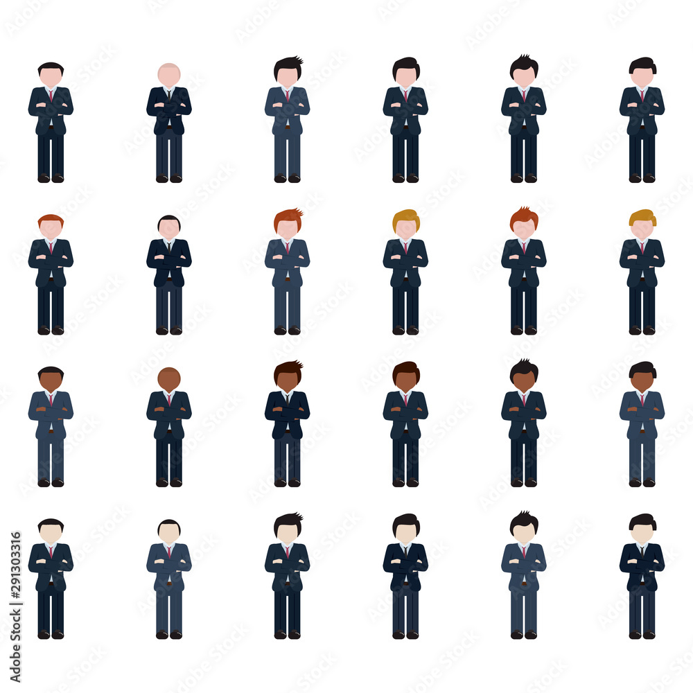 Businessman with crossed arms set. Vector. Businessman with crossed arms set. Vector.