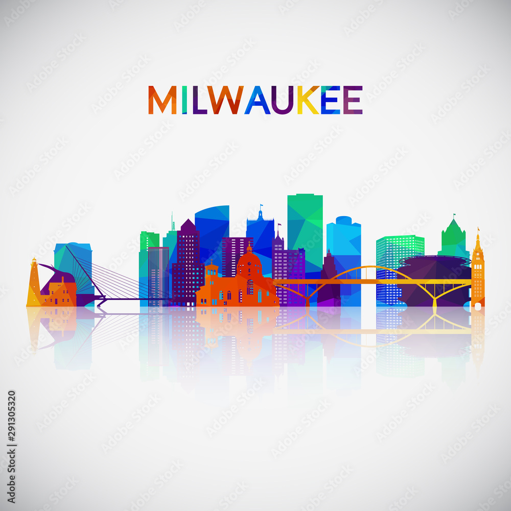 Milwaukee skyline silhouette in colorful geometric style. Symbol for your design. Vector illustration.