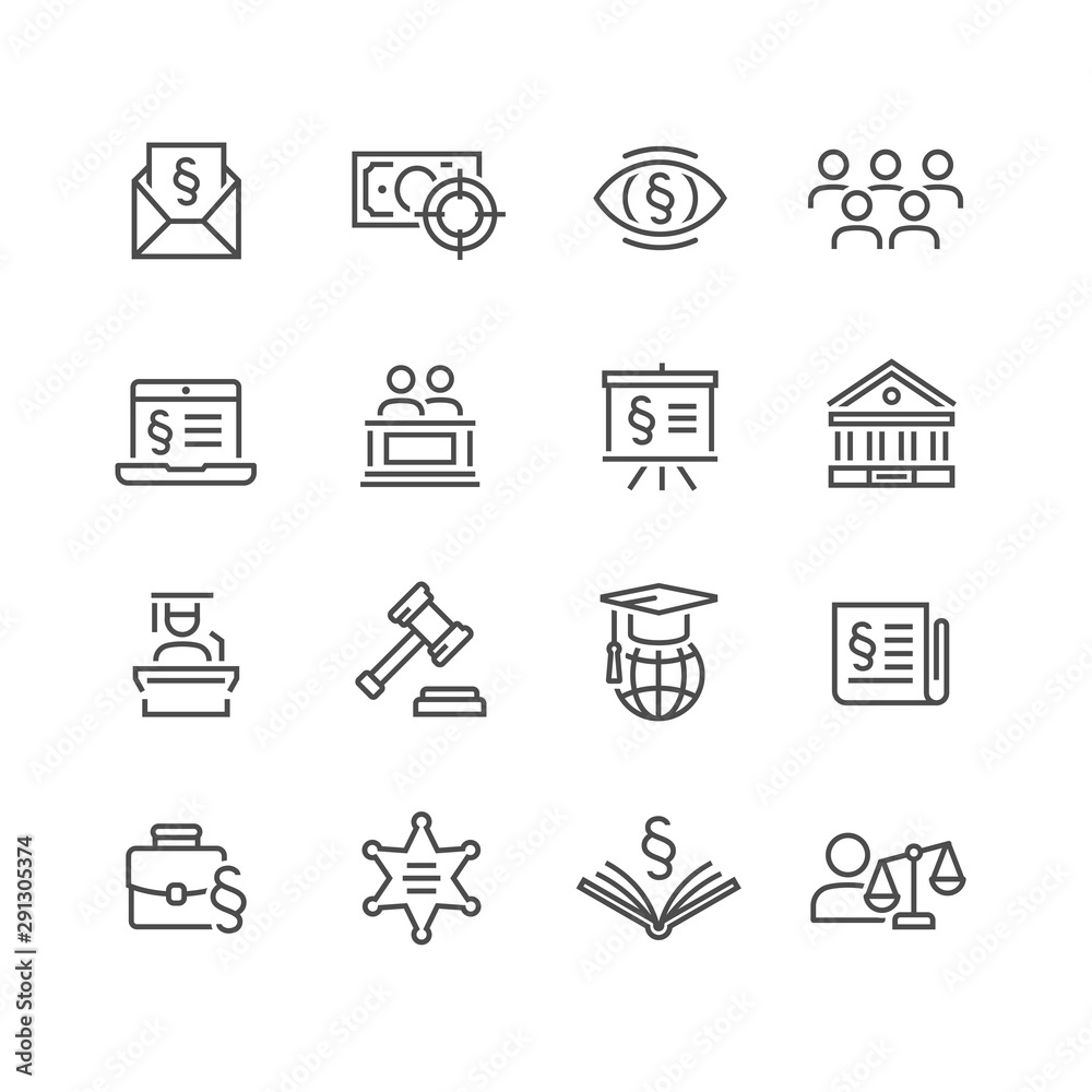 Lawyer and business vector icon set Lawyer and business vector icon set