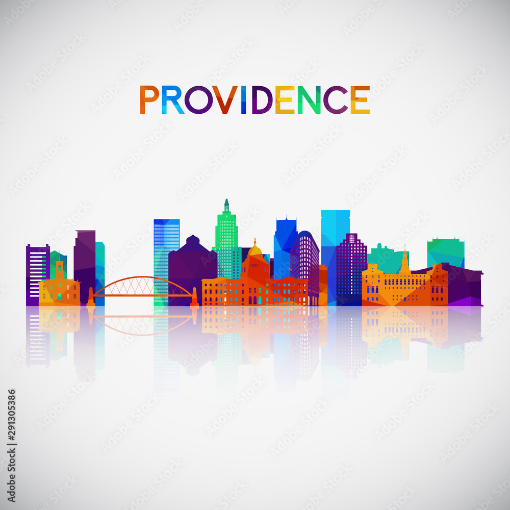 Obraz premium Providence skyline silhouette in colorful geometric style. Symbol for your design. Vector illustration.