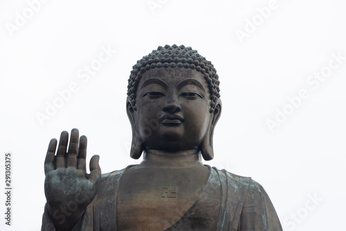 Closeup Tian Tan Buddha statue at Po Lin Monastery - Hong Kong