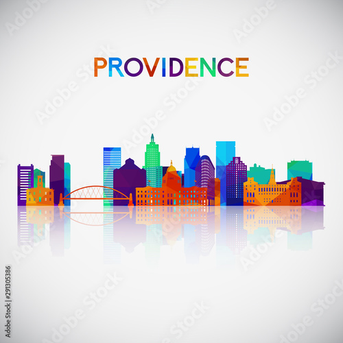 Providence skyline silhouette in colorful geometric style. Symbol for your design. Vector illustration.