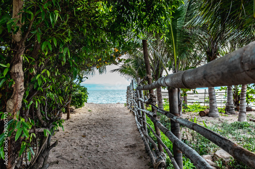 Walkway leading to beach scene
