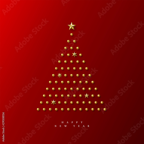 Abstract christmas tree on the red vector illustration