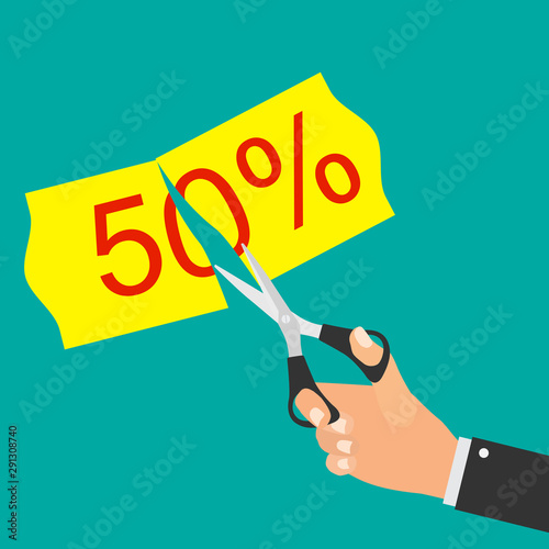 Cut prices Sale and discounts design. Vector Illustration