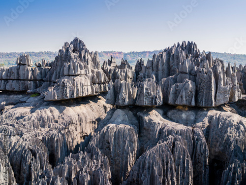 Stunning view of karst limestone formations in Tsingy de Bemaraha National Park, Madagascar photo