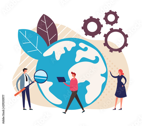 Outsourcing teamwork concept. Vector graphic design flat cartoon illustration