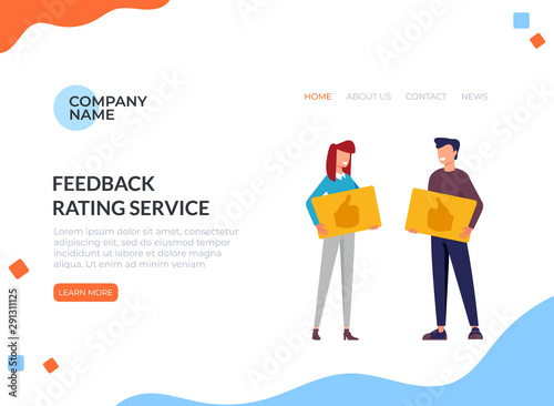 Feedback rating service concept. Vector graphic design flat cartoon illustration