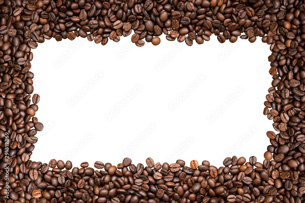 Rectangle frame made of coffee beans isolated on white background Rectangle frame made of coffee beans isolated on white background