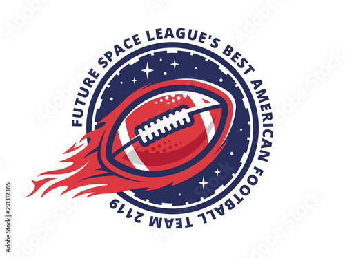 American football camp logo, emblem, designs templates with american football ball in space on a white background