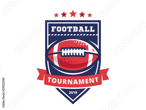 American football camp logo, emblem, designs templates with american football ball on a white background