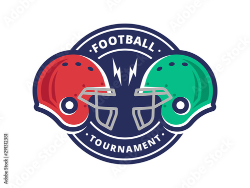 American football tournament logo, emblem, designs templates with american football helmet on a white background