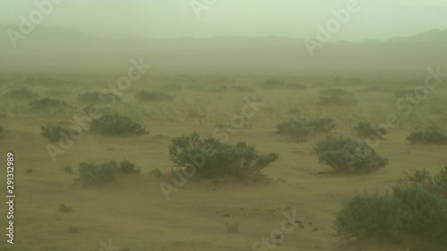 sand storm in the gobi desert in mongolia