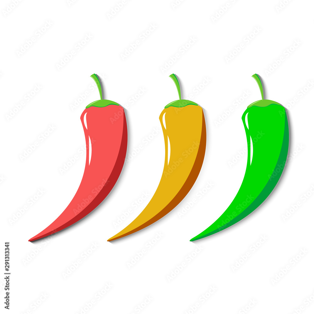 chili pepper set isolated on white background chili pepper set isolated on white background