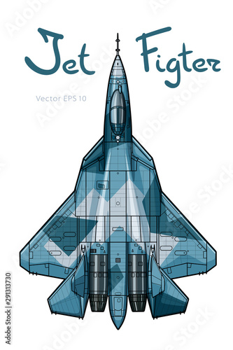 The Newest Russian jet fighter aircraft. Vector draw