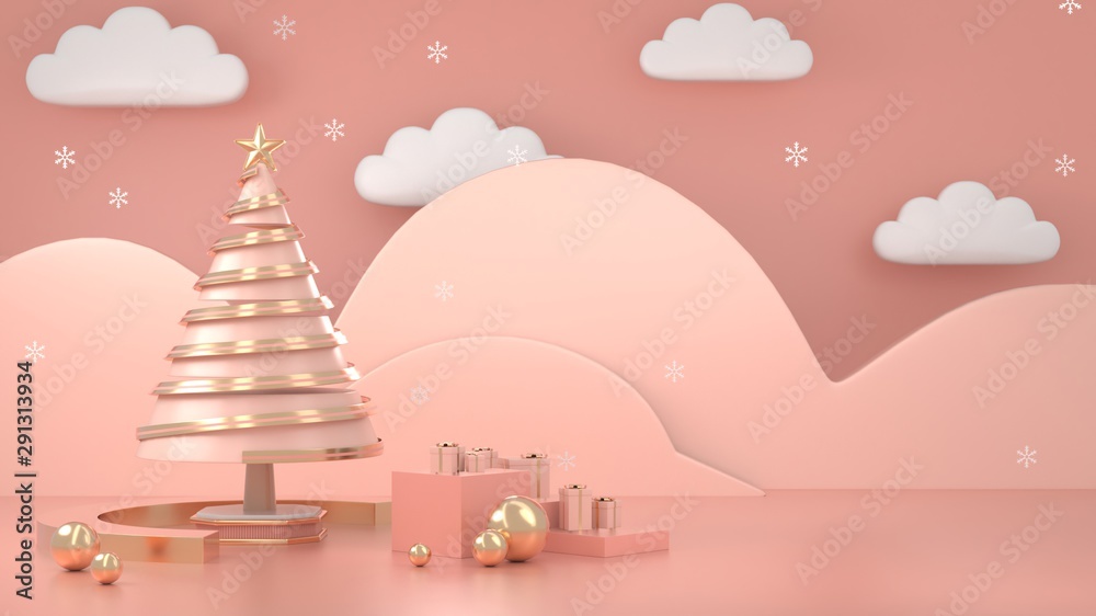 3d render image of abstract geometric shape christmas tree scene concept decoration with copy space. 3d render image of abstract geometric shape christmas tree scene concept decoration with copy space.