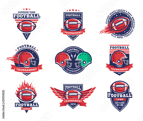 American football logo, emblem collections, designs templates on a white background