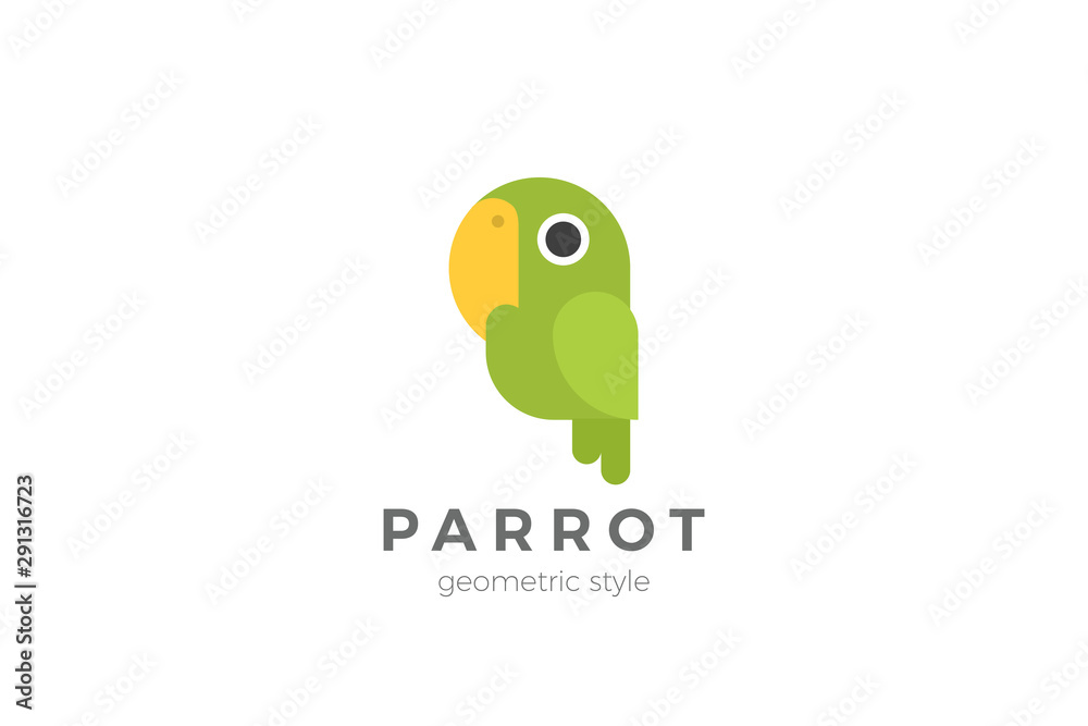 Parrot Home pets Logo abstract design vector template Flat style.